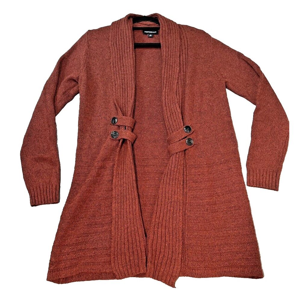 Fortune & Ivy Open Ribbed Chunky Cardigan Women Sz‎ M Western Cowgirlcore Layers